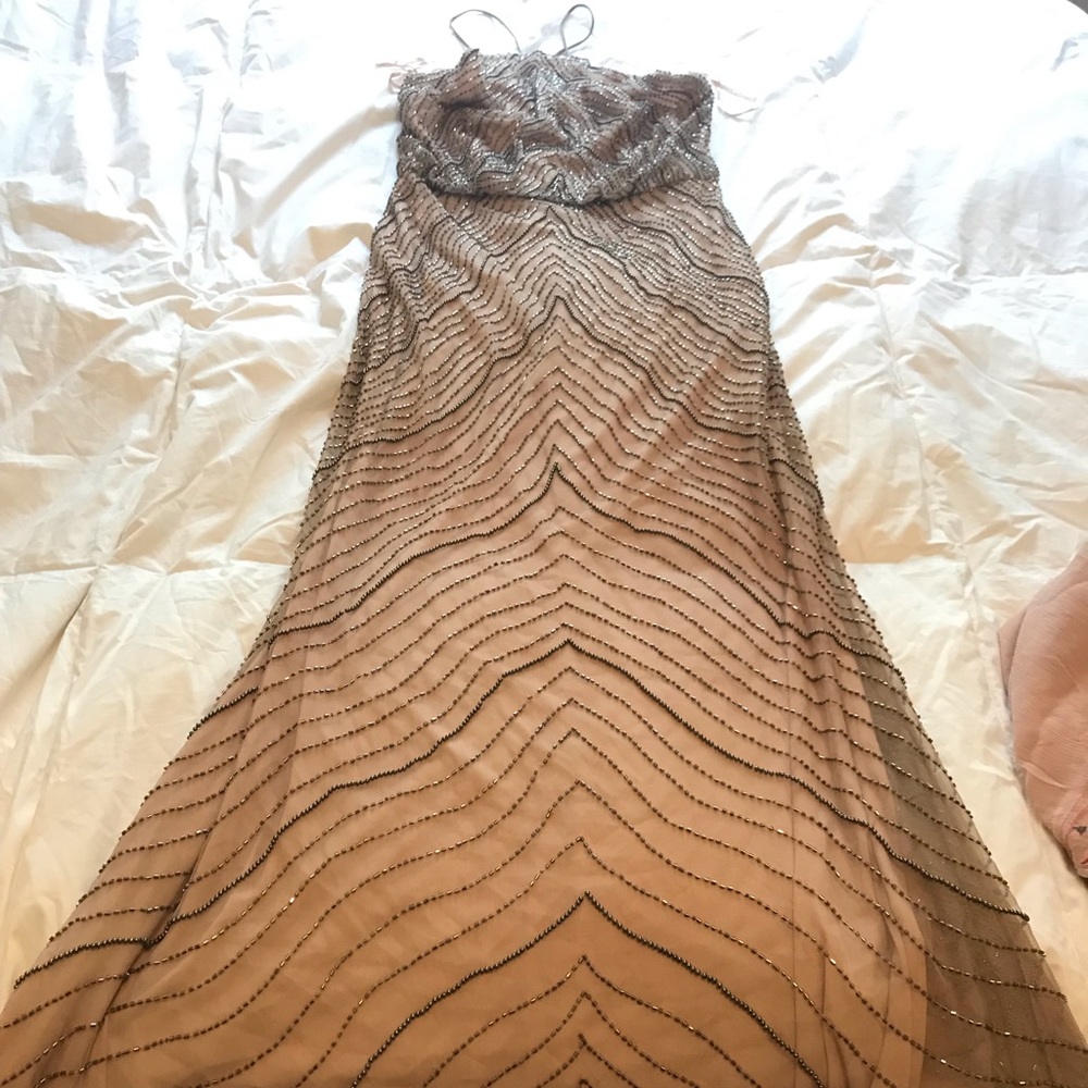 Nude beaded formal gown